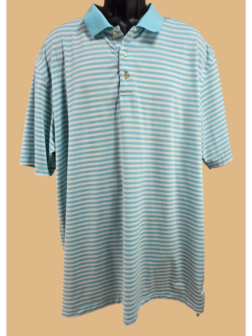Peter Millar Mens Blue Striped Summer Comfort Polo XXL